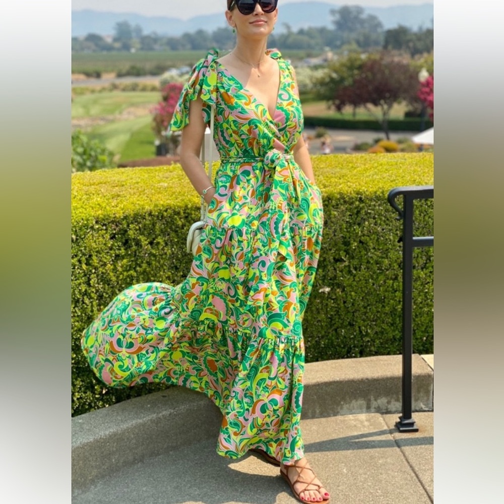 Worn Once.  JCrew 100% Silk Maxi Dress Shoulder Tie Size 0